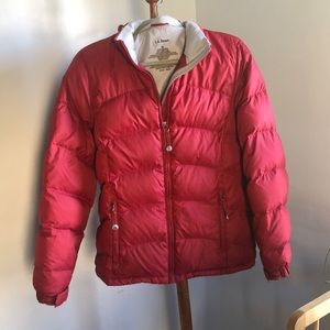 L.L. Bean down puffer jacket/coat. Red, M